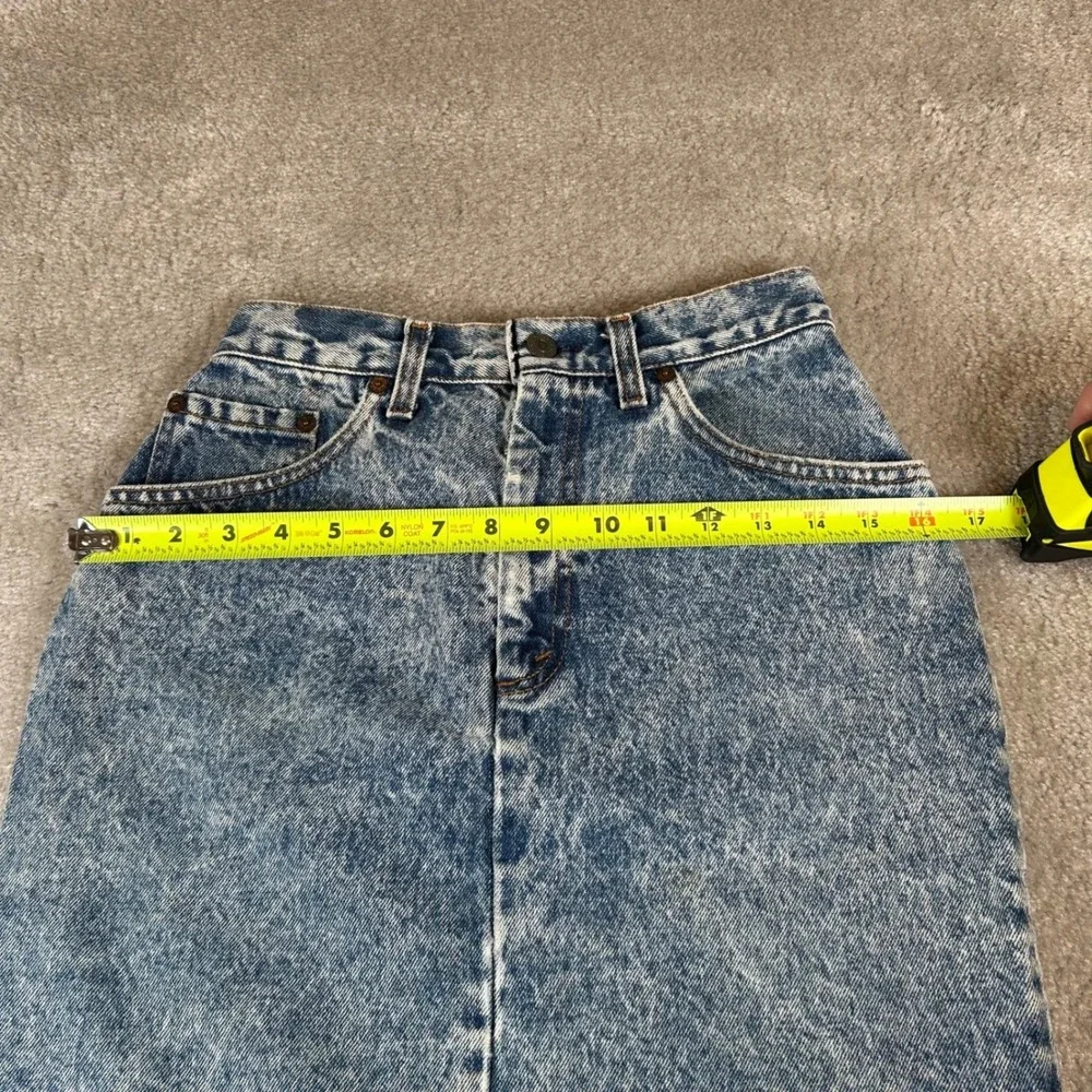 Vintage 80s 97505 Levi's Denim Skirt Womens 7 Blue Acid Wash High Waist USA Rare